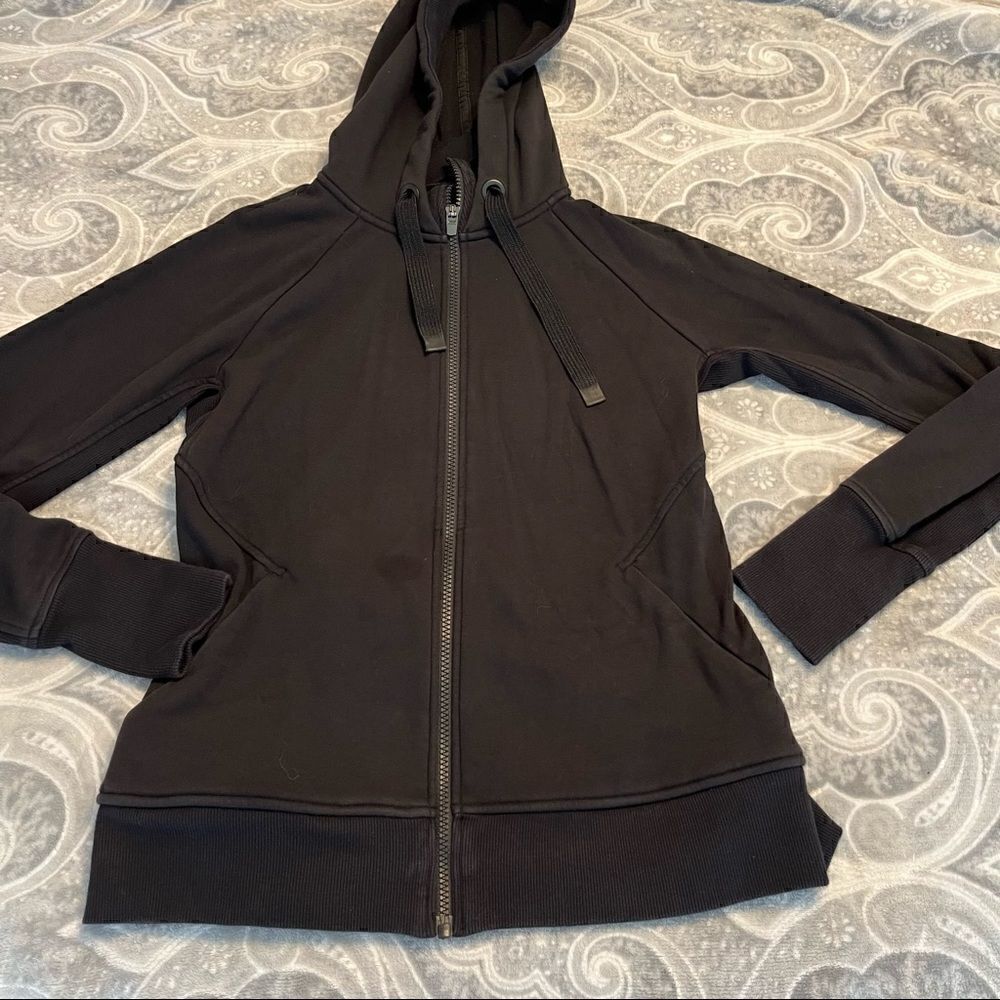 Athleta black zip up sweater with hoodie